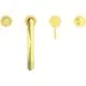 Wannenrandarmatur von Ideal Standard, bestehend aus einer Hauptarmatur mit Auslauf und zwei Bedienelementen in Brushed Gold-Finish.